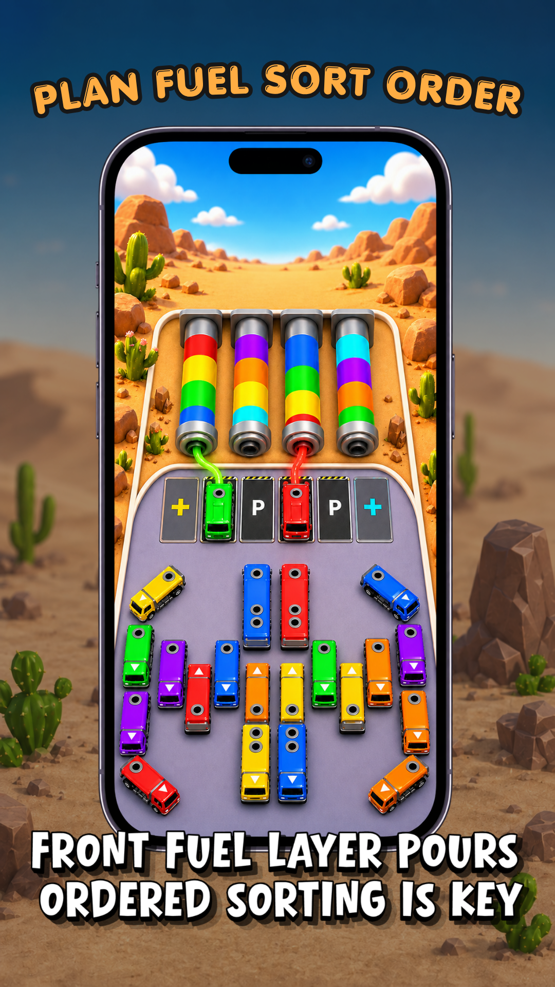 Fuel Rush color matching pump stations screenshot